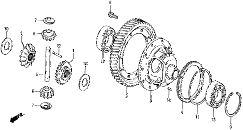 1985 civic DX 5 DOOR 3AT 3AT DIFFERENTIAL GEAR diagram