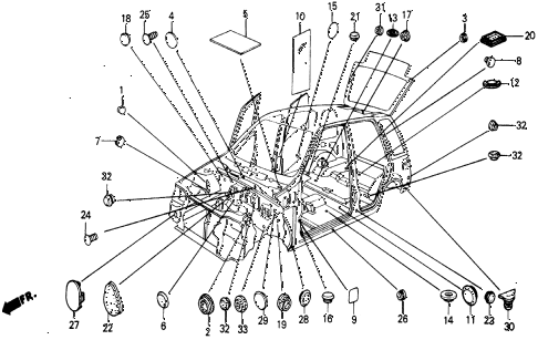 1985 civic DX 5 DOOR 3AT GROMMET - PLUG diagram 1985 civic DX 5 DOOR 3AT GROMMET - PLUG diagram