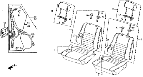 1985 civic DX 5 DOOR 3AT FRONT SEAT - SEAT BELT diagram 1985 civic DX 5 DOOR 3AT FRONT SEAT - SEAT BELT diagram