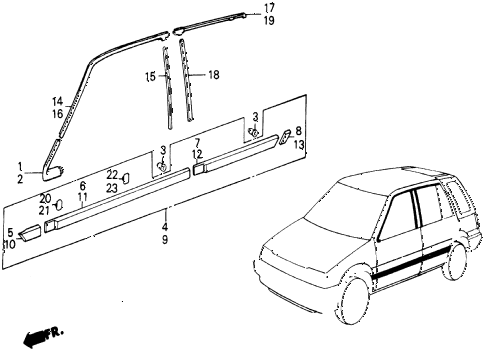 1985 civic DX 5 DOOR 3AT SIDE PROTECTOR diagram