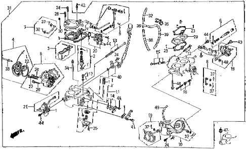 1985 civic DX 5 DOOR 5MT CARBURETOR diagram