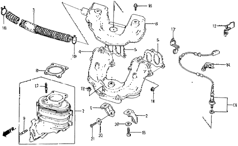 1985 civic DX 5 DOOR 5MT EXHAUST MANIFOLD diagram 1985 civic DX 5 DOOR 5MT EXHAUST MANIFOLD diagram