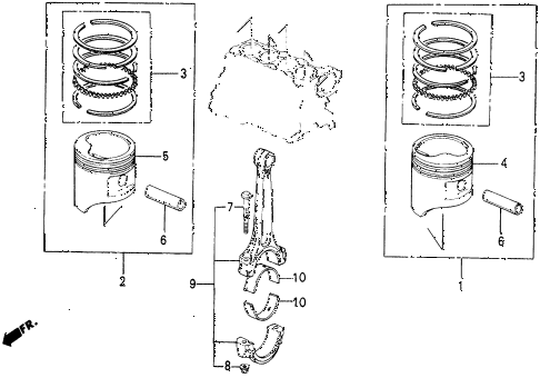 1985 civic DX 5 DOOR 5MT PISTON - CONNECTING ROD diagram