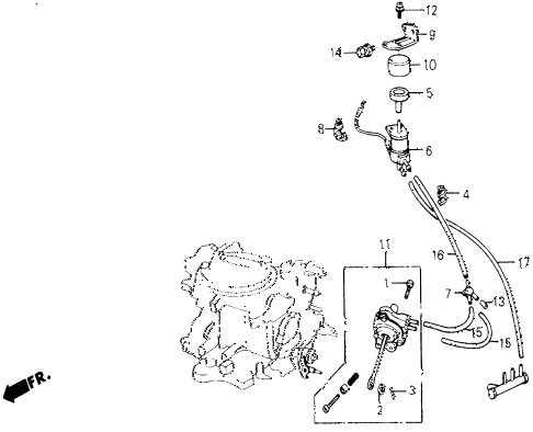 1985 civic DX 5 DOOR 3AT A/C VALVE - TUBING (SANDEN) diagram