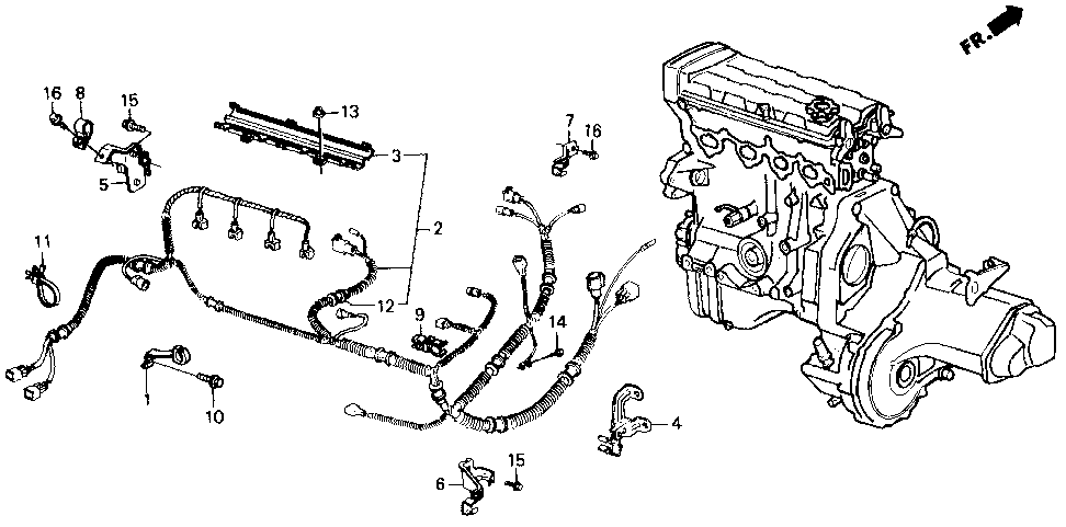 32742-PG7-660 - STAY, L. ENGINE WIRE HARNESS