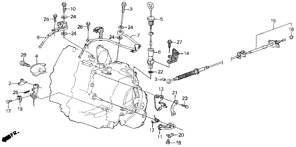 27496-PL5-010 - STAY, THROTTLE CABLE