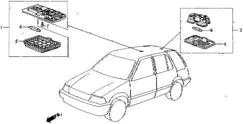1986 civic 4WD 5 DOOR 5MT INTERIOR LIGHT diagram