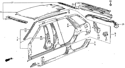 1985 civic 4WD 5 DOOR 5MT OUTER PANEL diagram 1985 civic 4WD 5 DOOR 5MT OUTER PANEL diagram