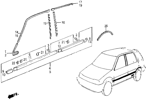 1985 civic 4WD 5 DOOR 5MT SIDE PROTECTOR diagram 1985 civic 4WD 5 DOOR 5MT SIDE PROTECTOR diagram