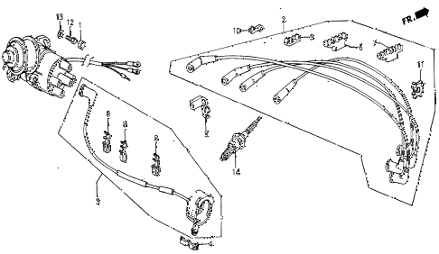 1986 civic 4WD 5 DOOR 5MT DISTRIBUTOR - SPARK PLUG diagram