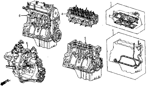 1986 civic 4WD 5 DOOR 5MT GASKET KIT - ENGINE ASSY.  - TRANSMISSION ASSY. diagram