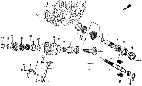 1985 civic 4WD 5 DOOR 5MT MT TRANSFER BEVEL GEAR diagram