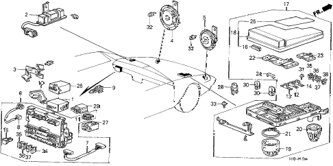 1986 accord DX 4 DOOR 5MT FUSE BOX - RELAY - HORN diagram