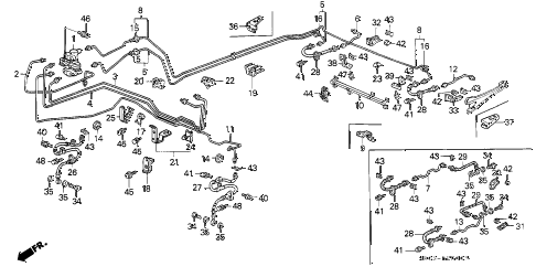 1986 accord DX 4 DOOR 5MT BRAKE LINES diagram