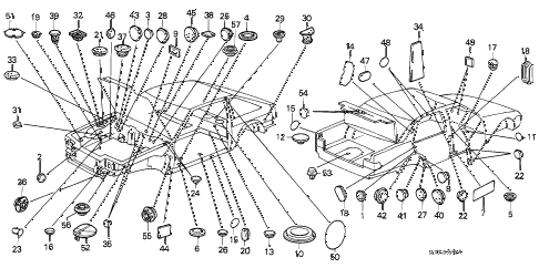 1986 accord LXI 3 DOOR 5MT GROMMET - PLUG diagram