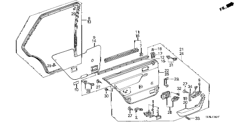 1986 accord DX 4 DOOR 5MT REAR DOOR LINING (4D) 4DR diagram