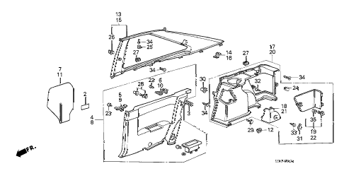 1986 accord DX 3 DOOR 4AT SIDE LINING (3D) 3DR diagram