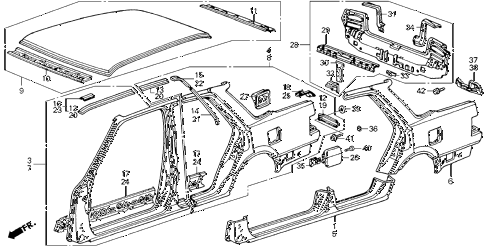 1986 accord DX 4 DOOR 5MT OUTER PANEL (4D) 4DR diagram
