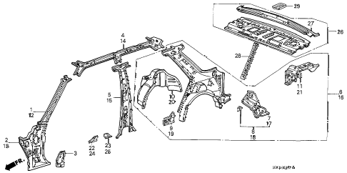 1986 accord DX 4 DOOR 5MT INNER PANEL (4D) 4DR diagram