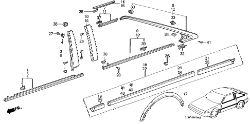 1986 accord DX 3 DOOR 4AT SIDE PROTECTOR (3D) 3DR diagram