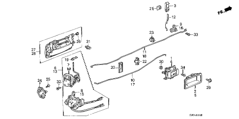 1986 accord DX 4 DOOR 5MT REAR DOOR LOCKS (4D) 4DR diagram