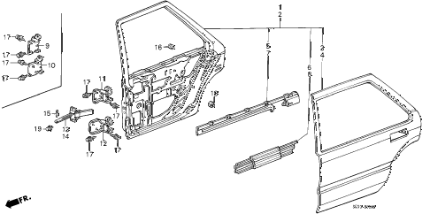 1986 accord DX 4 DOOR 5MT REAR DOOR PANELS (4D) 4DR diagram