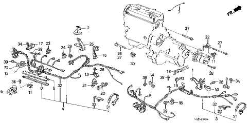 1986 accord LXI 4 DOOR 4AT ENGINE SUB CORD - CLAMP diagram