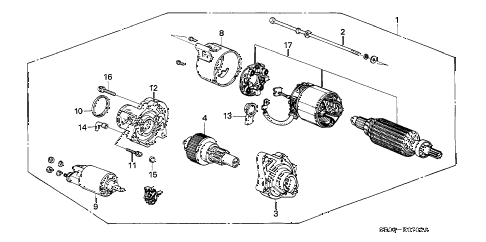1986 accord LXI 4 DOOR 4AT STARTER MOTOR (MITSUBA) diagram
