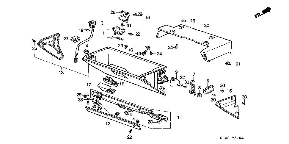 77520-SG0-003ZE - LOCK ASSY., GLOVE BOX *NH83L*(OFF BLACK)