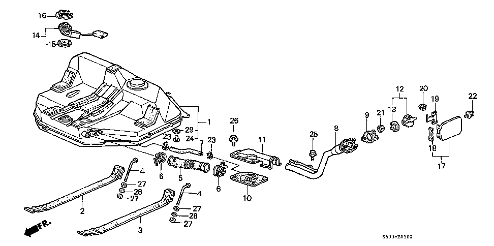 17660-SH3-A02 - PIPE, FUEL FILLER