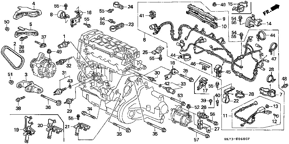 32743-PR4-A52 - BRACKET, ENGINE WIRE HARNESS