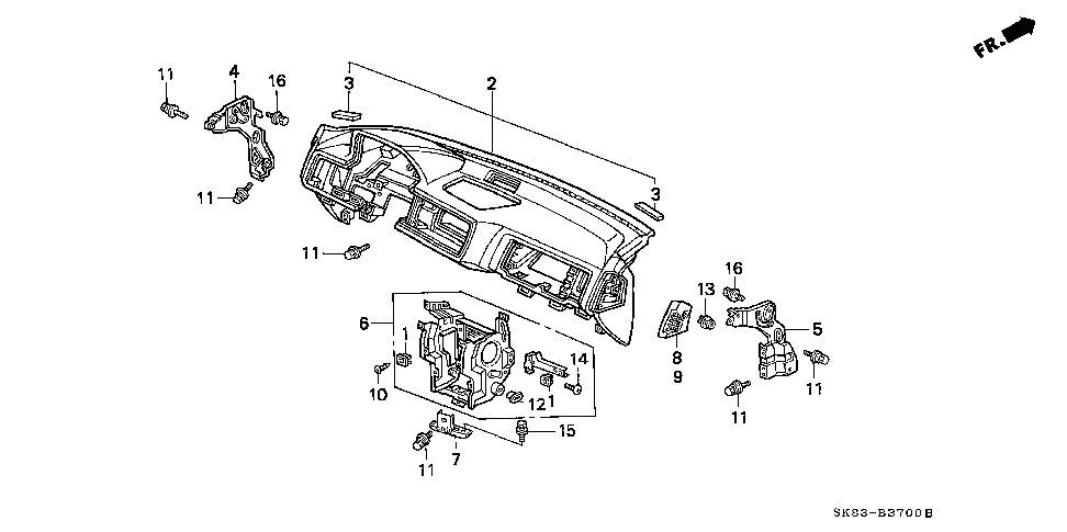 77460-SK7-A00ZD - GARNISH, R. SIDE DEFROSTER *NH89L*61310-T7W-A00ZZ