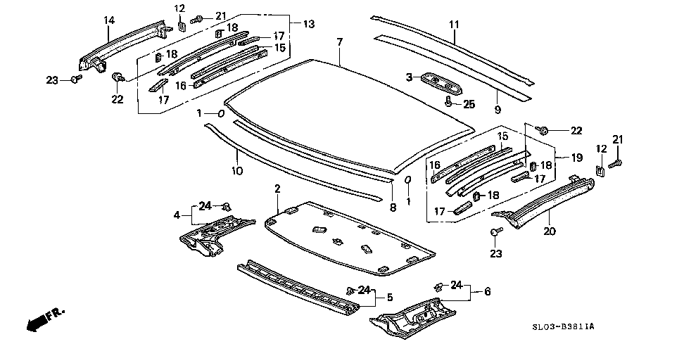 85140-SL0-T01ZZ - RETAINER, R. ROOF SIDE