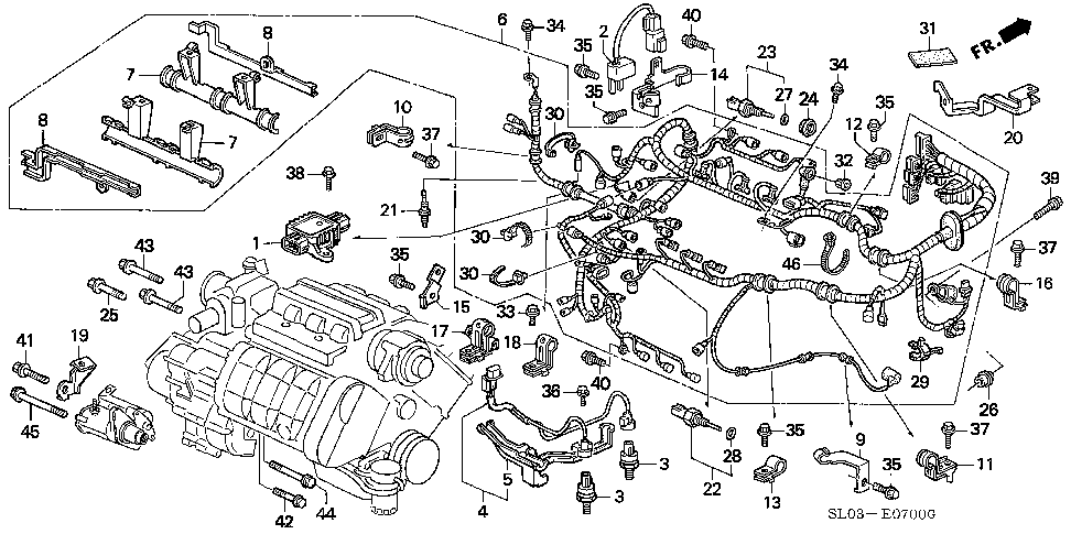 32740-PR7-A10 - CLAMP, L. ENGINE WIRE HARNESS