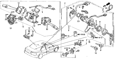 1992 accord EX 2 DOOR 5MT COMBINATION SWITCH diagram