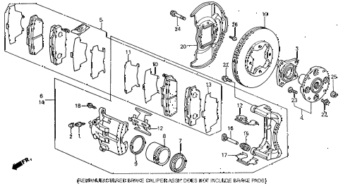 1992 accord DX 2 DOOR 4AT FRONT BRAKE (1) diagram