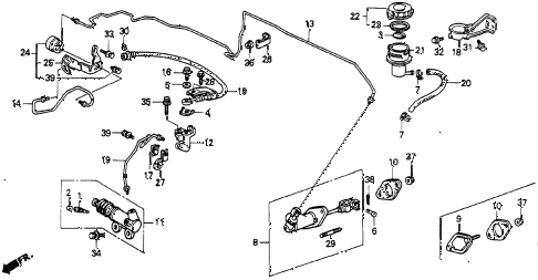 1992 accord DX 2 DOOR 4AT CLUTCH MASTER CYLINDER diagram