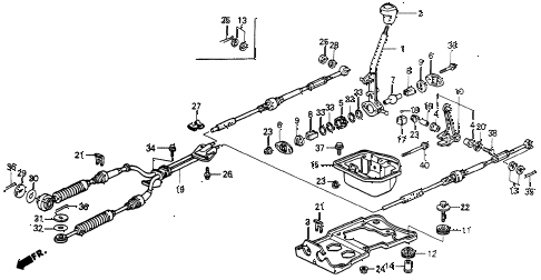 1992 accord DX 2 DOOR 5MT SHIFT LEVER diagram