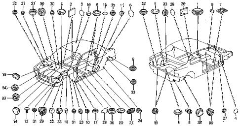 1992 accord EX 2 DOOR 5MT GROMMET - PLUG diagram