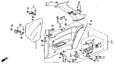 1992 accord DX 2 DOOR 5MT REAR SIDE LINING diagram