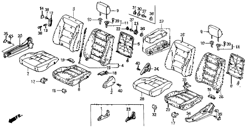 1992 accord EX 2 DOOR 5MT FRONT SEAT diagram 1992 accord EX 2 DOOR 5MT FRONT SEAT diagram