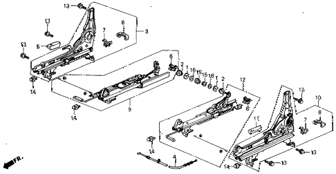 1992 accord DX 2 DOOR 4AT FRONT SEAT COMPONENTS diagram