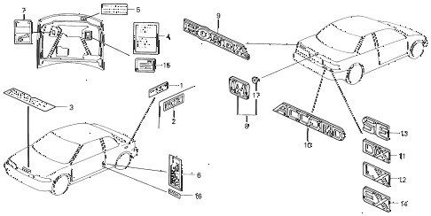 1992 accord EX 2 DOOR 5MT EMBLEMS diagram