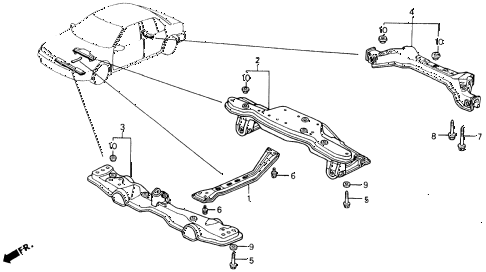 1992 accord DX 2 DOOR 5MT CROSS BEAM diagram 1992 accord DX 2 DOOR 5MT CROSS BEAM diagram