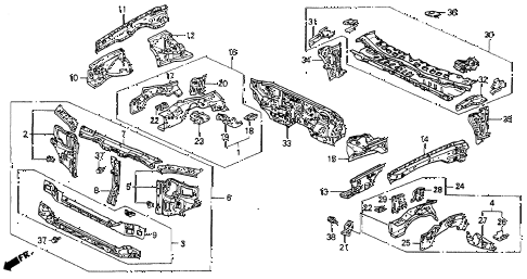 1992 accord EX 2 DOOR 5MT BULKHEAD diagram