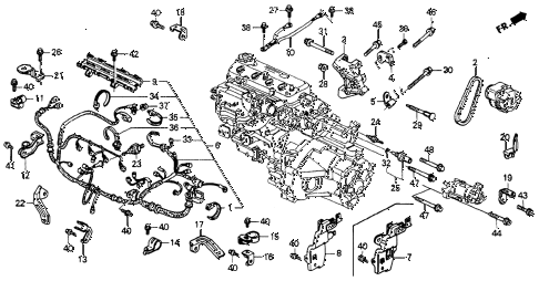 1992 accord LX 2 DOOR 5MT ENGINE SUB CORD - CLAMP diagram