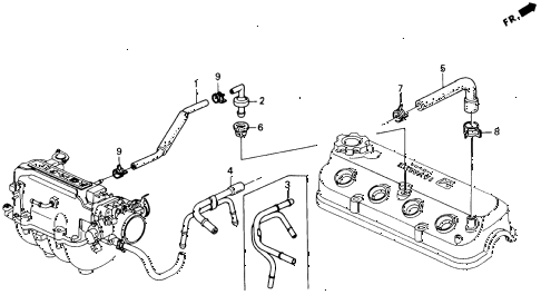 1992 accord LX 2 DOOR 5MT BREATHER TUBE diagram