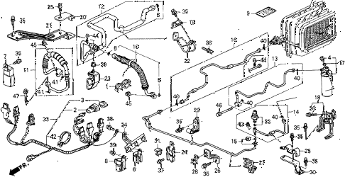 1992 accord DX 2 DOOR 4AT A/C HOSES - PIPES diagram