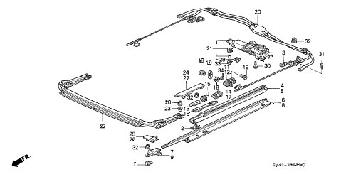 1992 accord EX 4 DOOR 4AT SUNROOF MOTOR diagram