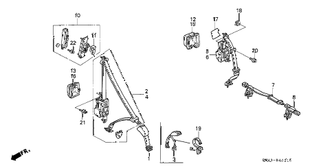 1992 accord EX 4 DOOR 4AT SEAT BELTS (2) diagram